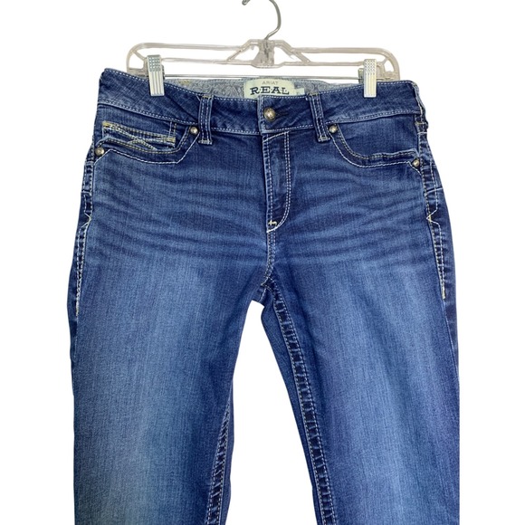 Ariat REAL Denim Women Bootcut Jeans Medium Wash Size 31L Embellished Pockets - Picture 4 of 15